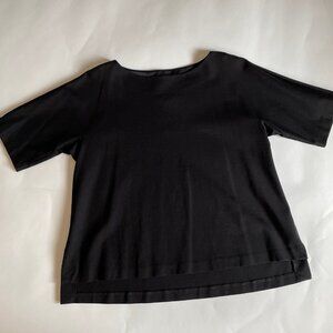 Eileen Fisher black short sleeve top, size L